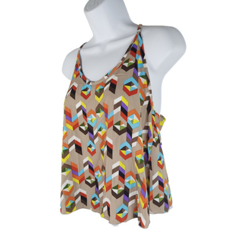 Fab'rik‎ Tank Top Geometric Pattern Split Back - Picture 2 of 4